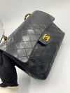 Sold-CHANEL Classic Lambskin Double Chain Double Flap Medium Square Bag Black / Gold Hardware