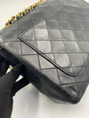 Sold-CHANEL Classic Lambskin Double Chain Double Flap Medium Square Bag Black / Gold Hardware