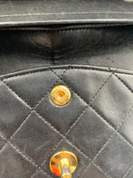 Sold-CHANEL Classic Lambskin Double Chain Double Flap Medium Square Bag Black / Gold Hardware