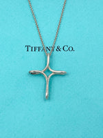 Sold-Tiffany 
Co 925 Silver Elsa Peretti Large Size Infinity Cross Pendant Necklace