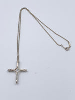 Sold-Tiffany 
Co 925 Silver Elsa Peretti Large Size Infinity Cross Pendant Necklace