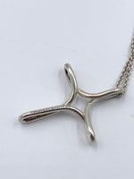 Sold-Tiffany 
Co 925 Silver Elsa Peretti Large Size Infinity Cross Pendant Necklace