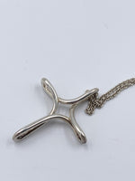 Sold-Tiffany 
Co 925 Silver Elsa Peretti Large Size Infinity Cross Pendant Necklace