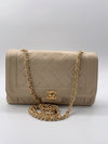 Sold-CHANEL Vintage Lambskin Single Flap Bag Beige/gold hardware