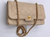 Sold-CHANEL Vintage Lambskin Single Flap Bag Beige/gold hardware