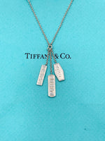 Tiffany 
Co 925 Silver 1837 triple Bar elements Lariat drop dangle Pendant Necklace