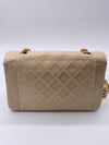 Sold-CHANEL Vintage Lambskin Single Flap Bag Beige/gold hardware