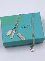 Tiffany 
Co 925 Silver 1837 triple Bar elements Lariat drop dangle Pendant Necklace