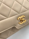 Sold-CHANEL Vintage Lambskin Single Flap Bag Beige/gold hardware