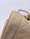 Sold-CHANEL Vintage Lambskin Single Flap Bag Beige/gold hardware