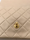 Sold-CHANEL Vintage Lambskin Single Flap Bag Beige/gold hardware