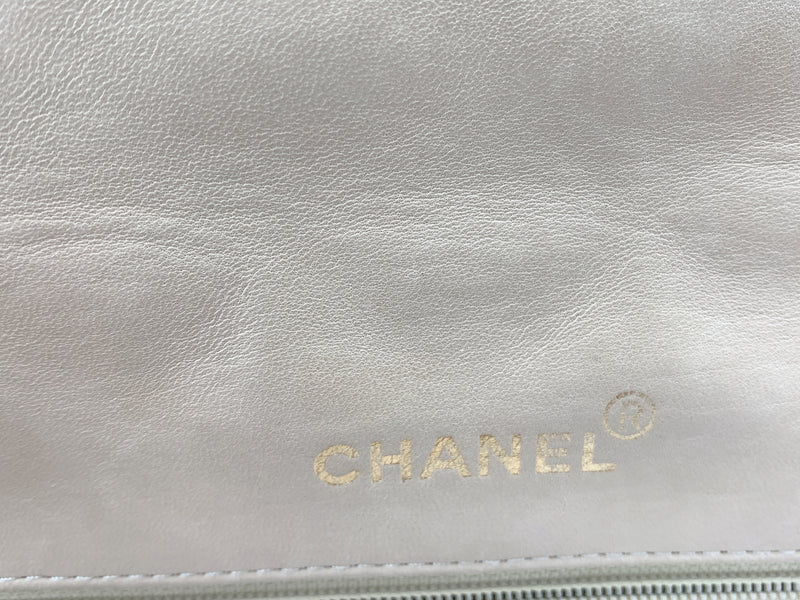 Sold-CHANEL Vintage Lambskin Single Flap Bag Beige/gold hardware