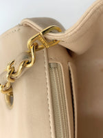 Sold-CHANEL Vintage Lambskin Single Flap Bag Beige/gold hardware