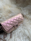 CHANEL Iridescent Pink Calfskin Mini Flap Crossbody Bag in Silver Hardware