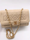 Sold-CHANEL Vintage Lambskin Single Flap Bag Beige/gold hardware