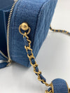 CHANEL Denim Blue Pearl Crush Mini Vanity Camera Bag in Aged Gold Hardware