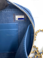 CHANEL Denim Blue Pearl Crush Mini Vanity Camera Bag in Aged Gold Hardware