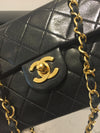 Sold-CHANEL Classic Lambskin Chain Mini Square Flap Bag black/gold J187