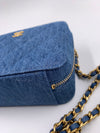 CHANEL Denim Blue Pearl Crush Mini Vanity Camera Bag in Aged Gold Hardware