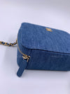 CHANEL Denim Blue Pearl Crush Mini Vanity Camera Bag in Aged Gold Hardware