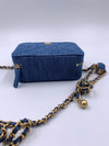 CHANEL Denim Blue Pearl Crush Mini Vanity Camera Bag in Aged Gold Hardware