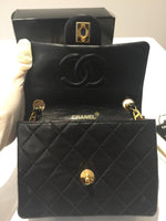 Sold-CHANEL Classic Lambskin Chain Mini Square Flap Bag black/gold J187