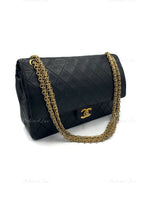 Sold-CHANEL Classic Lambskin Vintage Medium Flap Bag Black / Gold Hardware with Bijoux Chain