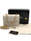 Sold-CHANEL Classic Lambskin Chain Mini Square Flap Bag White/ Gold hardware