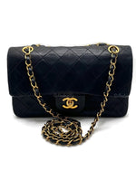 CHANEL Lambskin Small Black Classic Double Flap Bag Gold Hardware