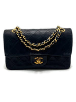 CHANEL Lambskin Small Black Classic Double Flap Bag Gold Hardware