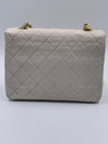 Sold-CHANEL Classic Lambskin Chain Mini Square Flap Bag White/ Gold hardware