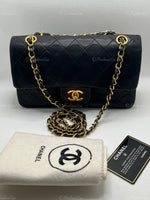 CHANEL Lambskin Small Black Classic Double Flap Bag Gold Hardware