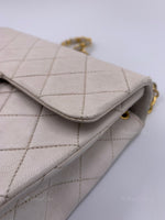 Sold-CHANEL Classic Lambskin Chain Mini Square Flap Bag White/ Gold hardware