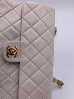 Sold-CHANEL Classic Lambskin Chain Mini Square Flap Bag White/ Gold hardware