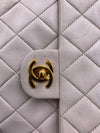 Sold-CHANEL Classic Lambskin Chain Mini Square Flap Bag White/ Gold hardware