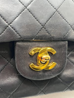 CHANEL Lambskin Small Black Classic Double Flap Bag Gold Hardware