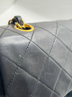 CHANEL Lambskin Small Black Classic Double Flap Bag Gold Hardware