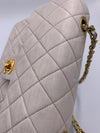 Sold-CHANEL Classic Lambskin Chain Mini Square Flap Bag White/ Gold hardware