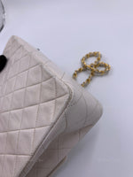 Sold-CHANEL Classic Lambskin Chain Mini Square Flap Bag White/ Gold hardware