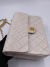 Sold-CHANEL Classic Lambskin Chain Mini Square Flap Bag White/ Gold hardware