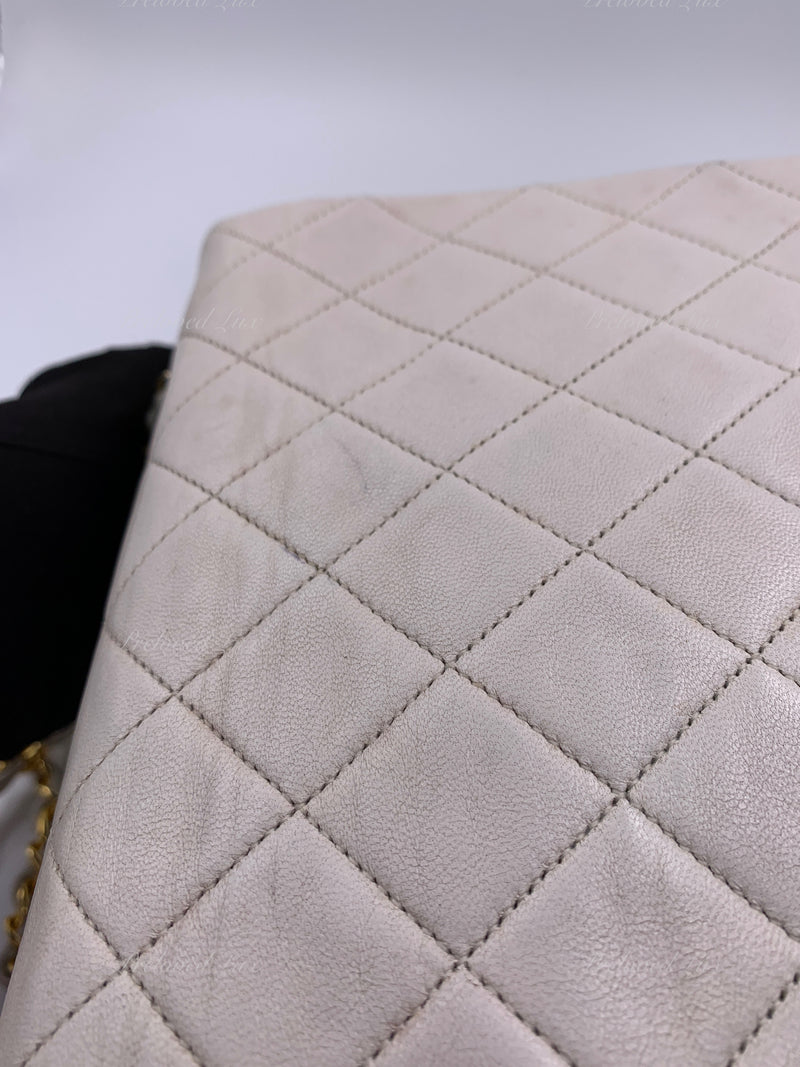 Sold-CHANEL Classic Lambskin Chain Mini Square Flap Bag White/ Gold hardware