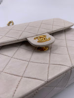 Sold-CHANEL Classic Lambskin Chain Mini Square Flap Bag White/ Gold hardware