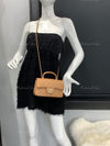 Sold-CHANEL Lambskin Mini Rectangular with Top Handle Caramel Beige / Gold Hardware