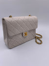 Sold-CHANEL Classic Lambskin Chain Mini Square Flap Bag White/ Gold hardware