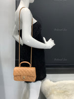 Sold-CHANEL Lambskin Mini Rectangular with Top Handle Caramel Beige / Gold Hardware