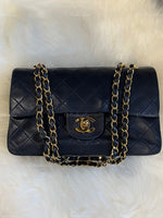 CHANEL Lambskin Small Black Classic Double Flap Bag Gold Hardware