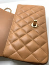 Sold-CHANEL Lambskin Mini Rectangular with Top Handle Caramel Beige / Gold Hardware