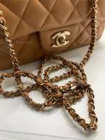 Sold-CHANEL Lambskin Mini Rectangular with Top Handle Caramel Beige / Gold Hardware