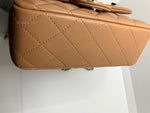 Sold-CHANEL Lambskin Mini Rectangular with Top Handle Caramel Beige / Gold Hardware