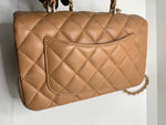 Sold-CHANEL Lambskin Mini Rectangular with Top Handle Caramel Beige / Gold Hardware